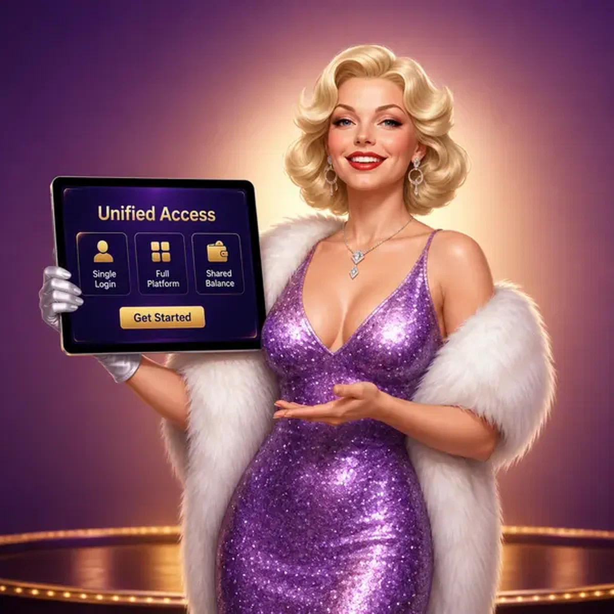 Star di Hollywood retrò che presenta tablet di accesso unificato sulla piattaforma Unified Login Architecture