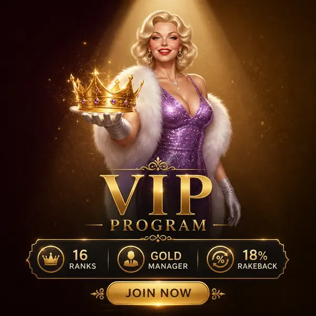 Elegante host VIP presenta corona dorata al benvenuto del programma fedeltà Billionairespin